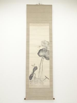 鈴木百年筆　蓮花　肉筆紙本掛軸